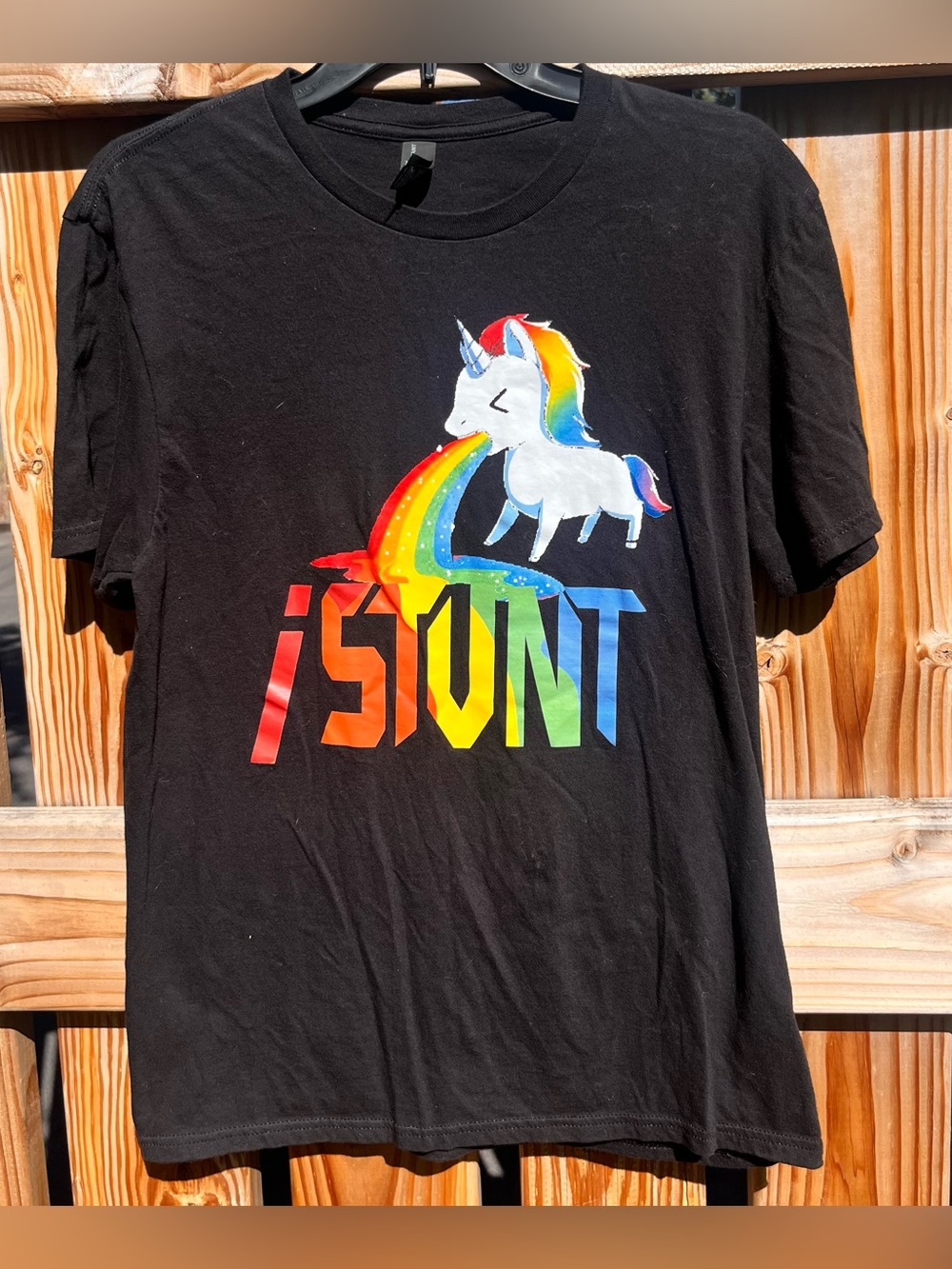 Unisex Black Unicorn Rainbow Graphic Cheer Tee